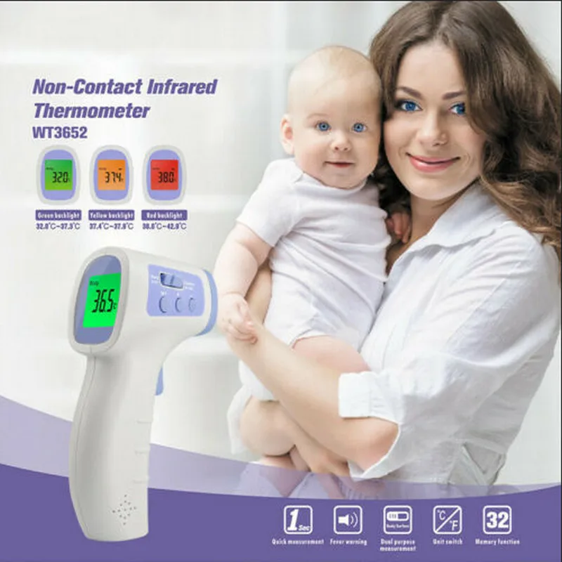 

LCD Infrared contactless Thermometer Without Battery Non Contact Digital Body Adults Forehead Gun Forehead Temperature Meter Lot