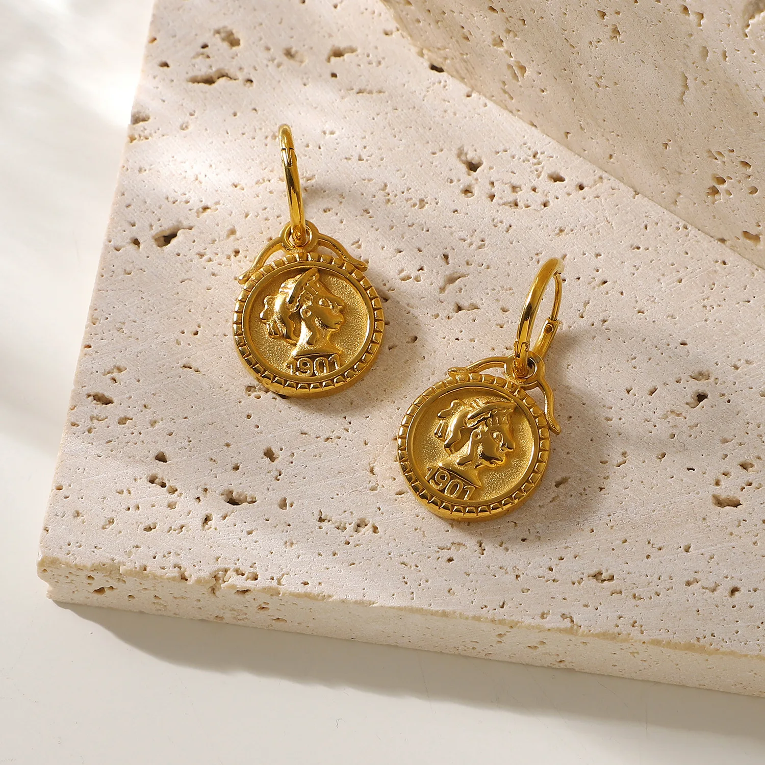 Louise d'Or Double Coin Earring