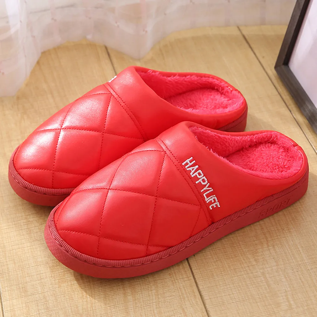 

Breathable thick bottom plus fluffy wool slippers solid color warm indoor Flat Sweat-Absorbing Slippers Unisex Home Slipper #T