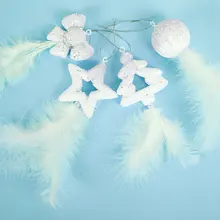 Рождественские украшения, белые пенные перья, рождественская елка, украшение, подвеска, минималистичные украшения для дома