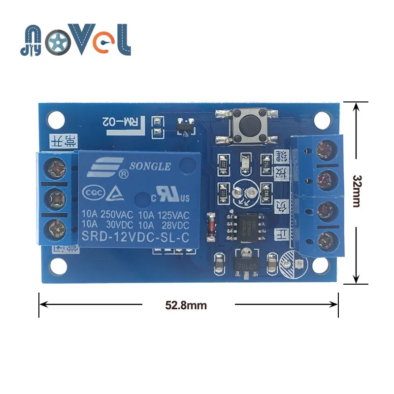 

Relay Module 12V Single Button Bistable Module One Key Car Modification Start-Stop Self locking Car Modification Switch