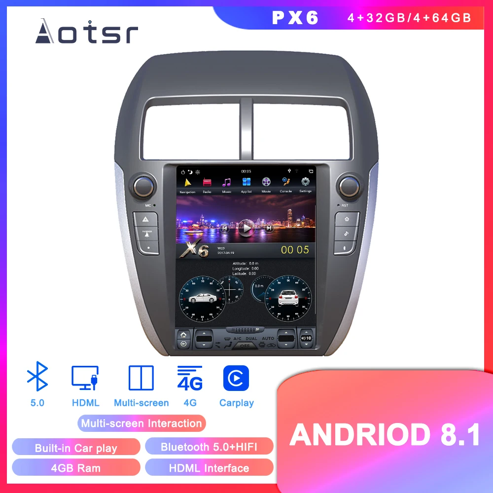 Автомобильный DVD-плеер Tesla Styel Android 8 1 GPS-навигация для Mitsubishi ASX RVR Outlander Sport 2010 +