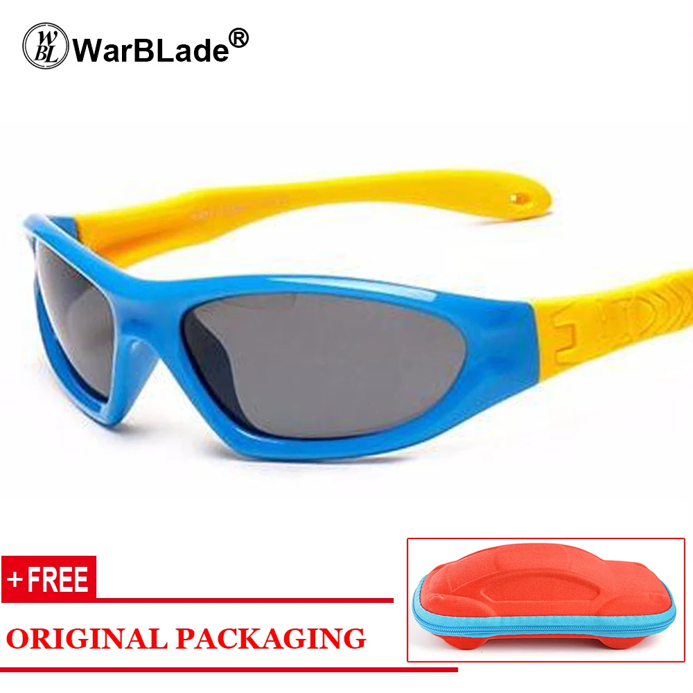 blue yellow WarBLade, Детские поляризованные солнцезащитные очки, UV400, детские очки, защита от УФ-лучей, детские солнцезащитные очки, солнцезащитные очки для мальчиков и девочек - Цвет линз: blue yellow