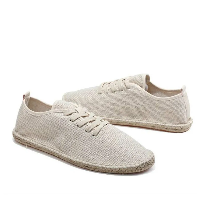 New men canvas casual shoes comfortable breathable loafers male shoes fashion solid black white non-slip men shoes U4-57 - Цвет: Бежевый