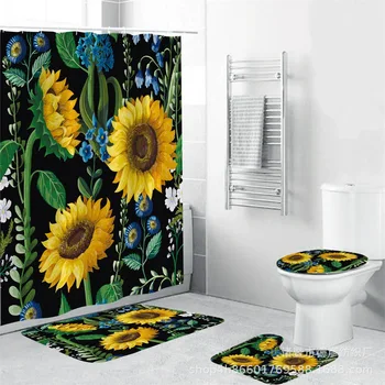 

Waterproof Floral Shower Curtain Clear Modern Flowers Shower Curtain Fabric Aesthetic Tende Per Doccia Bathroom Decor BA60YL