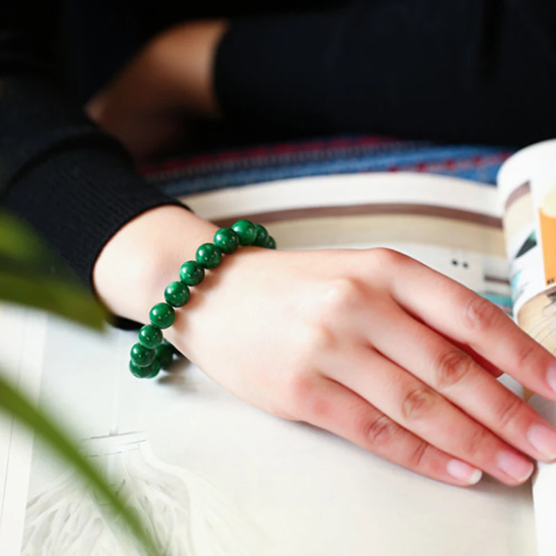 Изумруды нанизанные Агаты браслет зеленый природа Полудрагоценный Камень Strand браслеты для женщин Мода ручной работы дружбы ювелирные изделия