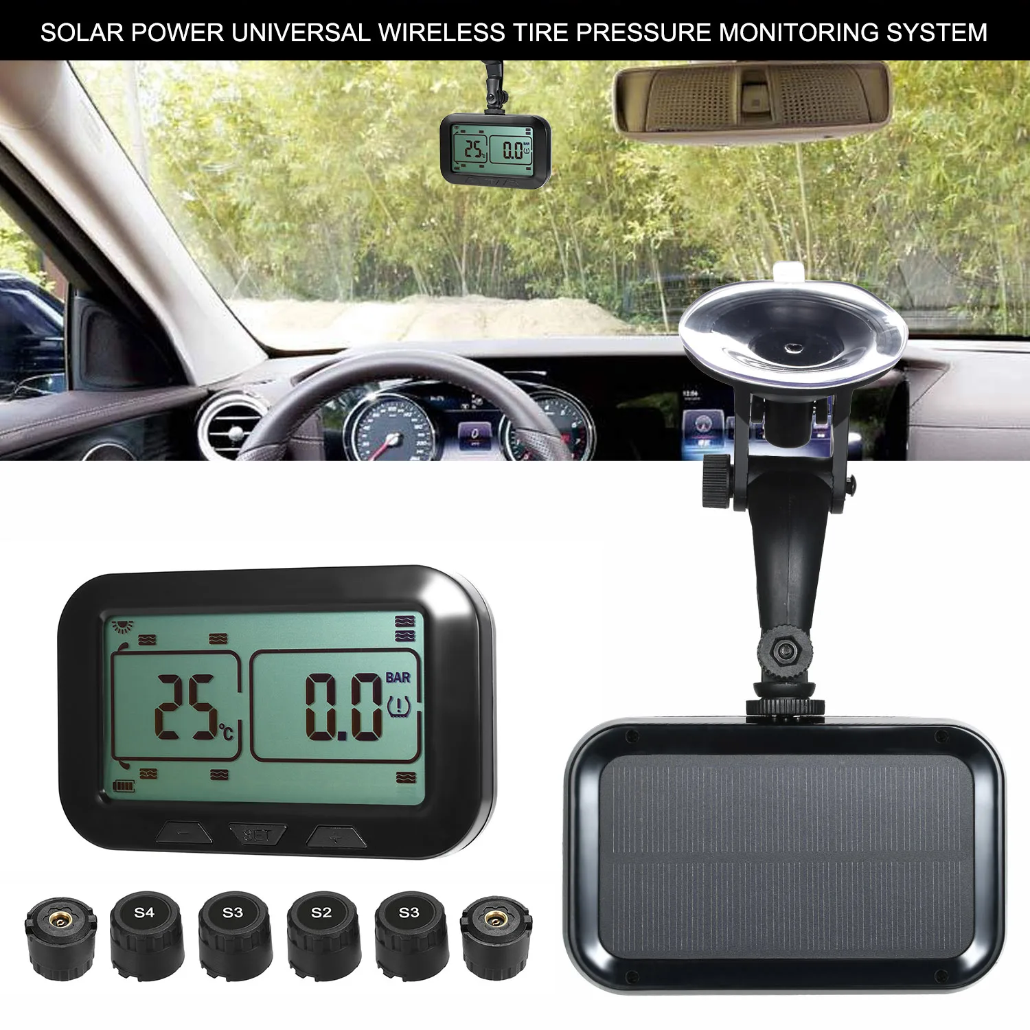 TPMS Солнечная энергия Система контроля давления в шинах 6 Anit-TheftSensors 6 шин давление и температура TPMS для RV Прицепа