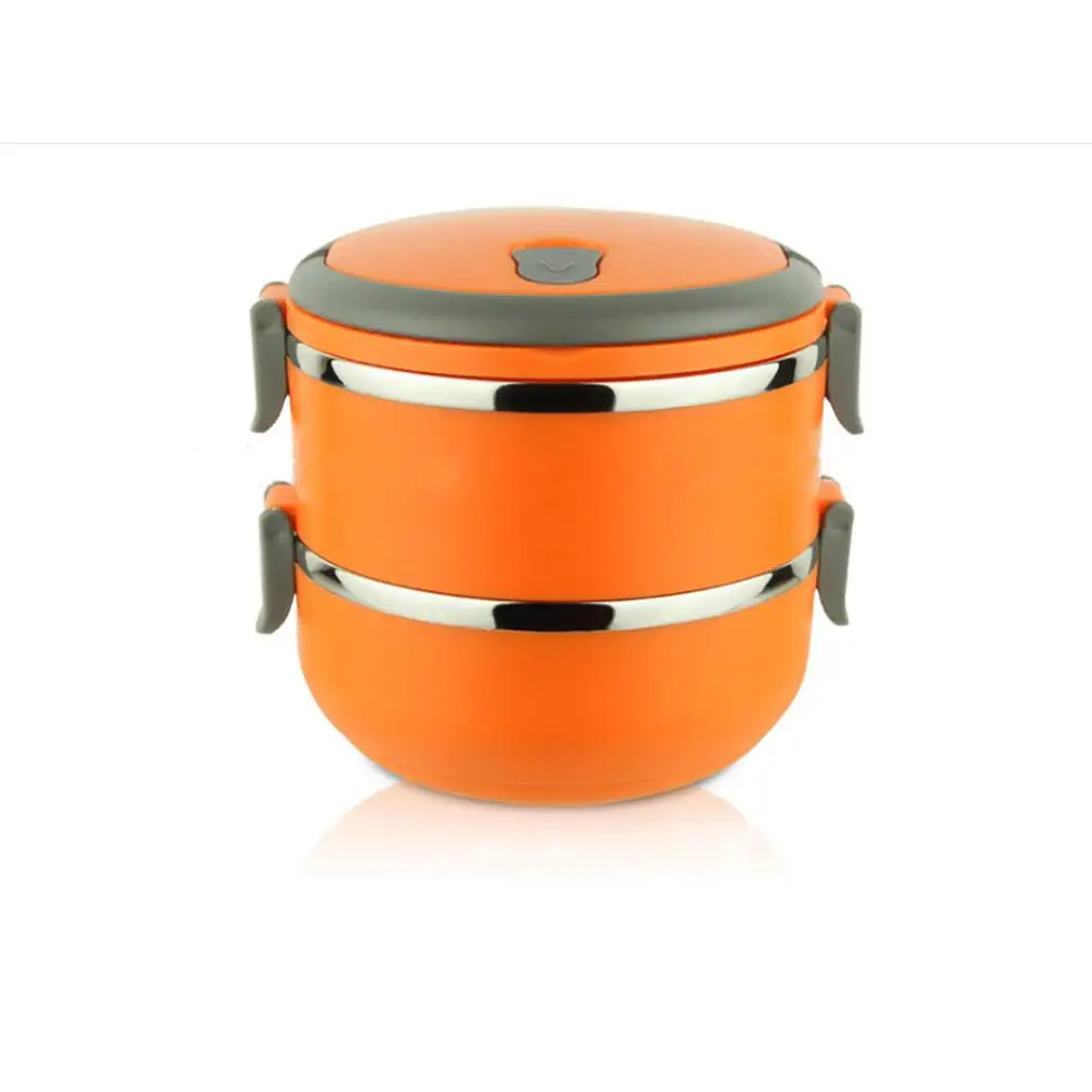 Orange Second layers Studyset нержавеющая сталь круглое уплотнение теплоизоляция Ланч-бокс для пищевых фруктов - Цвет: Orange Second layers