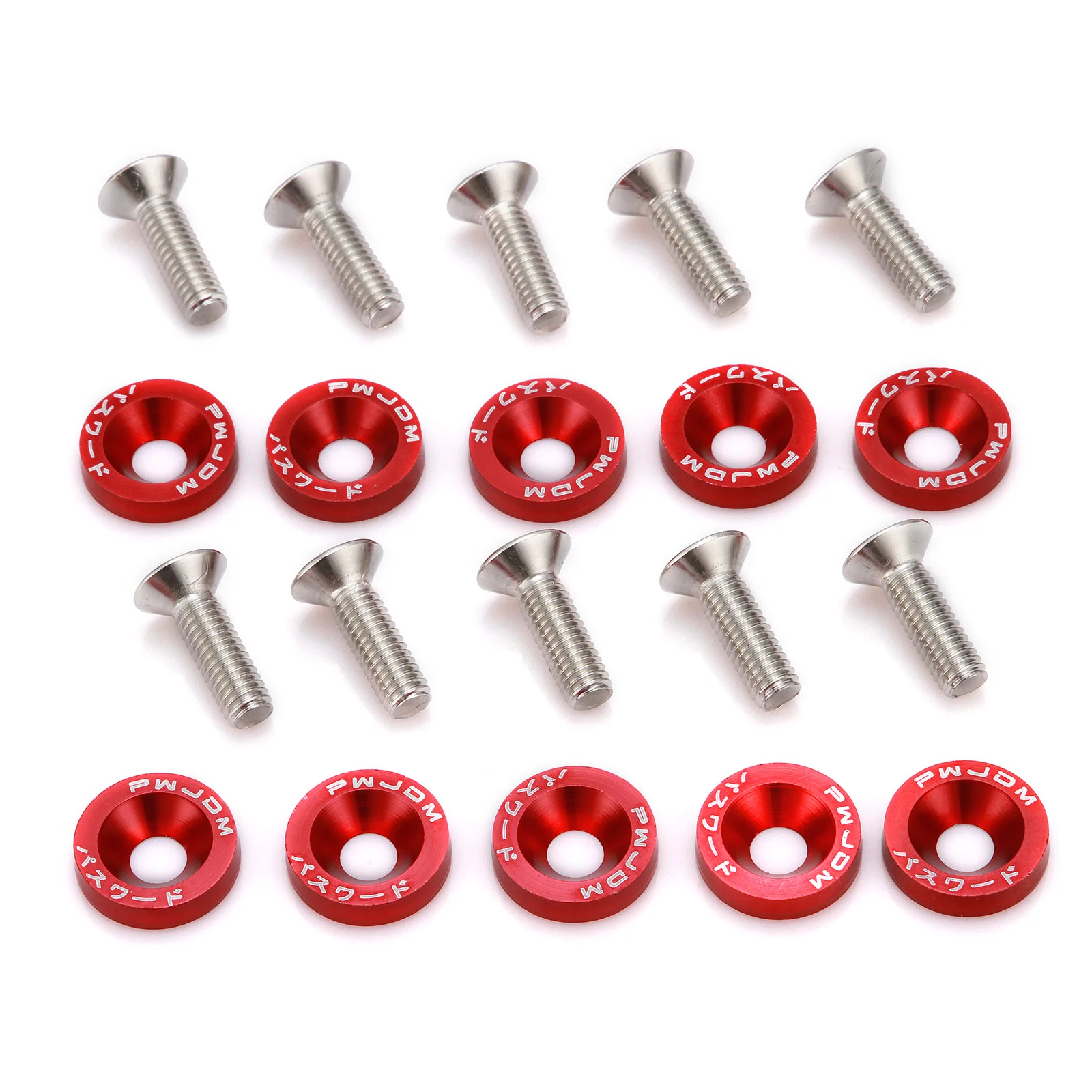 30 Pcs CNC Billet Aluminum Fender Washer Engine Bay Dress Up Kit Red