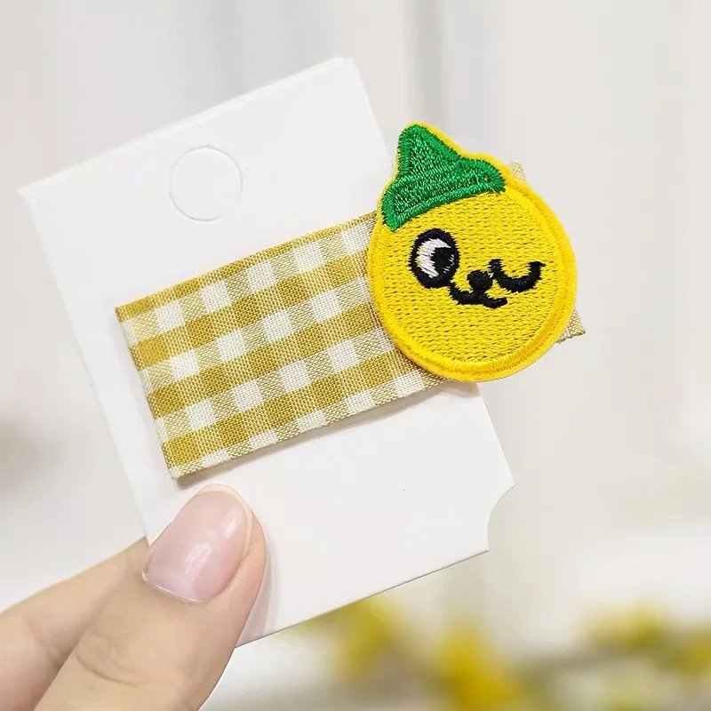 Lemon 1 шт. милые тканевые омлет радужные ББ Заколки для женщин и девочек клетчатые милые аксессуары для волос Мультяшные прямоугольные заколки для волос заколки - Цвет: Lemon