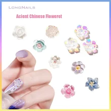 

20/50pc Ancient Chinese Camellia Floweret 6-8mm Tang Dynasty Rose Aurora Lotus Flower Flatback Charms Nail Art Floret Decors 3D
