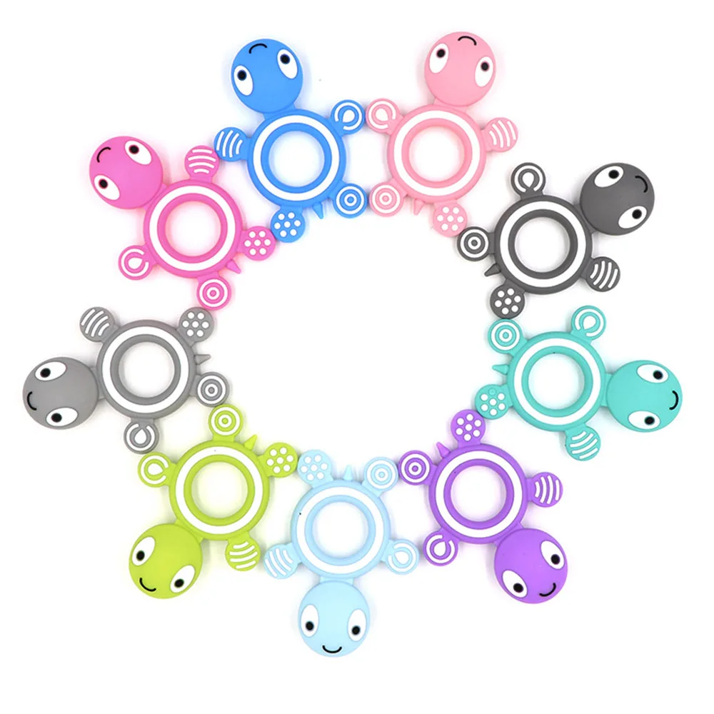 BOBO.BOX 1pc Silikon Beißringe Lebensmittel Grade Tiny Stange Zahnen Halskette BPA Freie Baby-kautable Cartoon Tiere Schildkröte Beißring Spielzeug – Detail 3