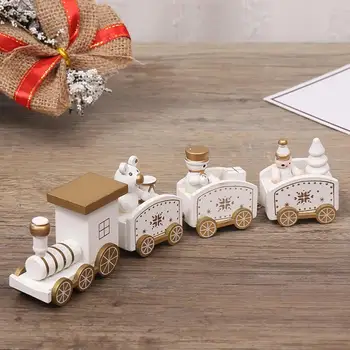 

4 Pcs Christmas Train Painted Wooden Ornament For Home Xmas Tree Deer Snowman Santa Train Model Toy Christmas Toys For Children