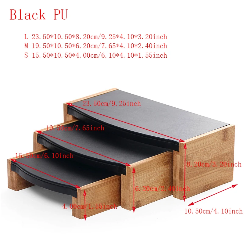 Black PU 3 шт./компл. бамбук/из искусственной кожи кулон Цепочки и ожерелья Дисплей Стенд Браслет кольца серьги ювелирные изделия Дисплей Органайзер стеллаж для выставки товаров - Цвет: Black PU