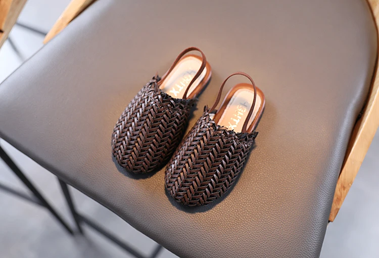 boy sandals fashion ULKNN Baby girl sandals 2021 woven sandals Kids Cut-Outs Slides children Brown casual shoes Beige kids sandals and slippers girl princess shoes