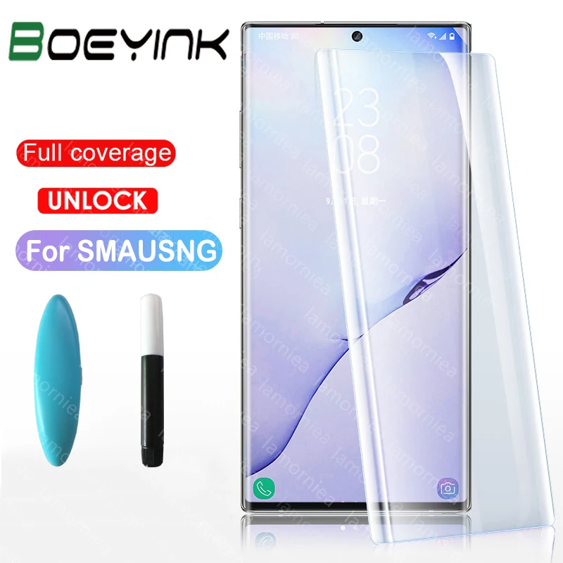 

Anti blue UV Liquid Glue Glass For Samsung Galaxy A50 A30 A20 A70 A80 A90 A10 M10 M20 M30 Screen Protector Films + UV Light Glue