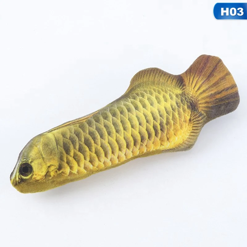 Soft Plush 3D Fish Shape Cat Toy Interactive Gifts Fish Catnip Toys Stuffed Pillow Doll Simulation Fish Playing Toy For Pet