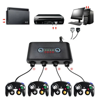 

For Nintend Switch NS NX Game Accessories 4 Ports ForGameCube GC NS switch Controllers USB Adapter Converter for ForWiiU PC