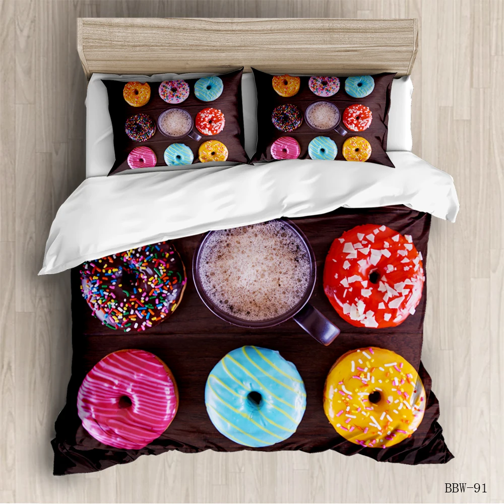

French macarone dessert luxury kids bedding set anime twin queen king full size bed sheets set pink comforter cover set
