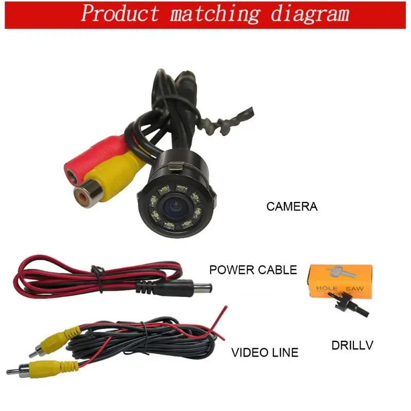 

170є Car Rear View Reverse Backup Parking Camera Security Waterproof 8 LED Night