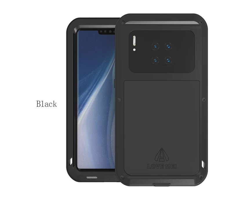 Металлический Чехол Love Mei для huawei mate 30 Pro(6,53 дюйма), защитный противоударный чехол для телефона huawei mate 30 Pro, Прочный противоударный чехол - Цвет: Черный