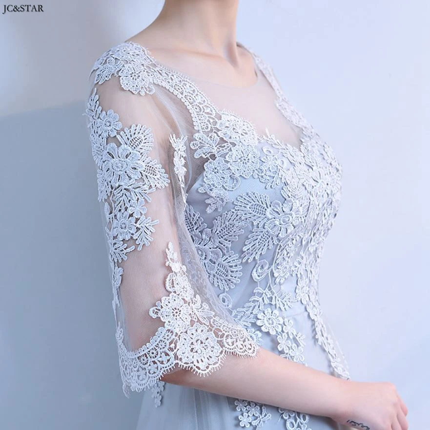 Robe pour mariage invit femme новая кружевная, с летучей мышью, с рукавом трапециевидной формы, серебристо-серое платье подружки невесты sukienka na impreze vestidos longo para fe