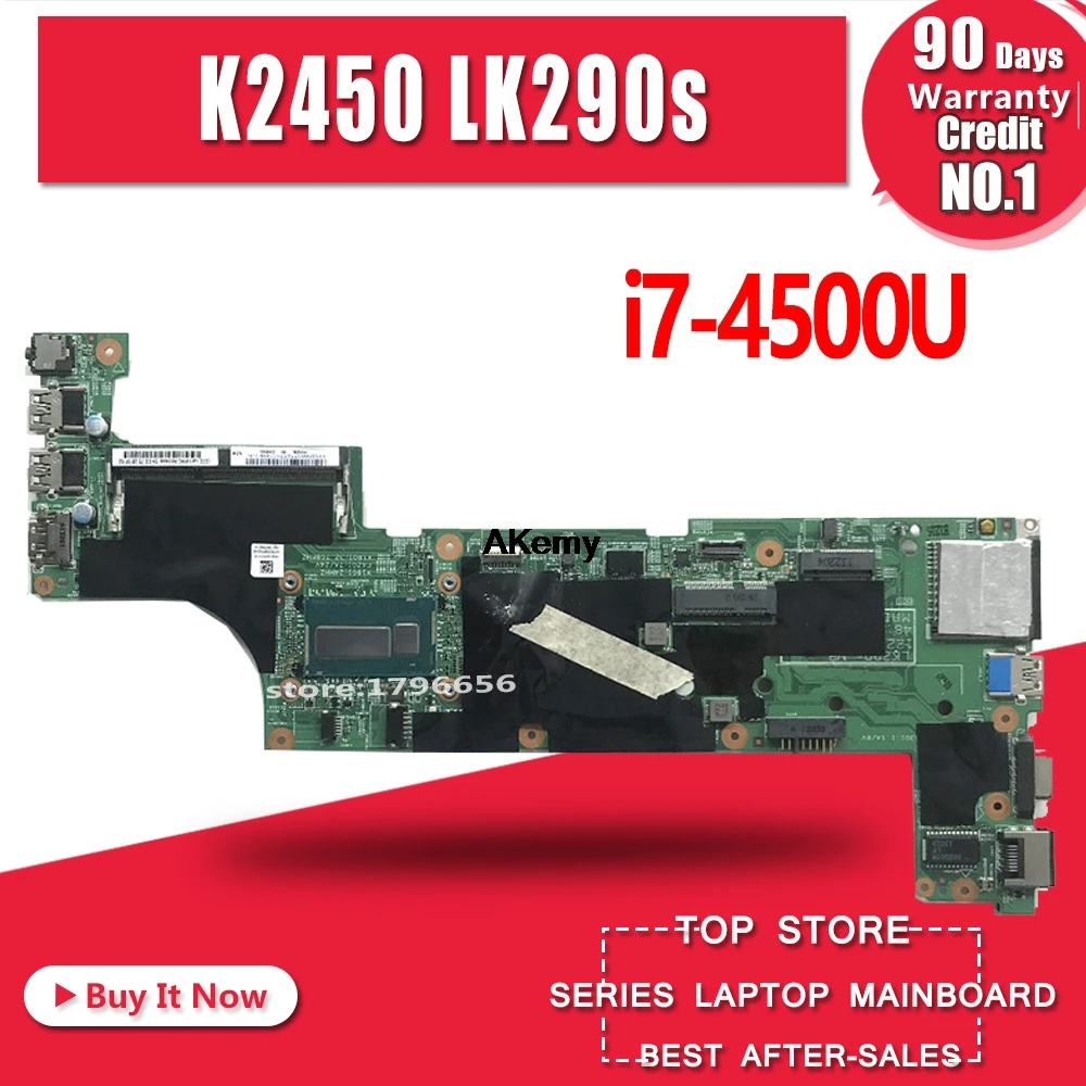 

AKEMY For Lenovo K2450 LK290s Laptop Motherboard LK290S MB 12288-2 48.4LM03.021 FRU 90003779 554LM01011G I7-4500U CPU DDR3L