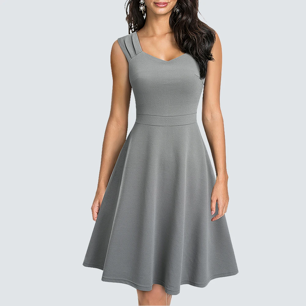 Abito Da Donna Sexy Con Scollo A V Casual Elegante Elegante Retrò Tinta Unita Slim A Line Ha246