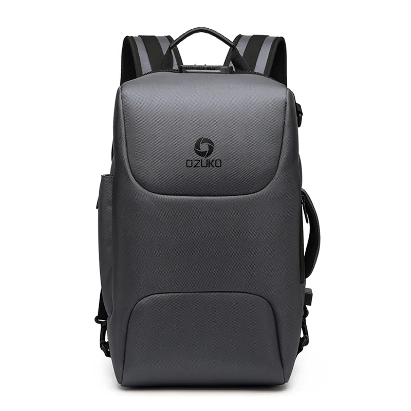 OZUKO, ранец, мужской, многофункциональный, рюкзак, мужской, Повседневный, 15,6 дюймов, для ноутбука, сумки, мужские, usb зарядка, рюкзаки, бизнес, для путешествий, Mochila - Цвет: Grey