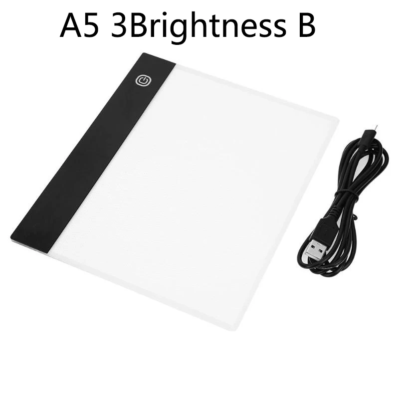 A5 3Brightness B ALLOYSEED A3 A5 светодиодный цифровой светильник в виде планшета коробка сенсорное управление затемненный рисунок Трассировка анимация копировальная доска настольная панель пластина - Цвет: A5 3Brightness B