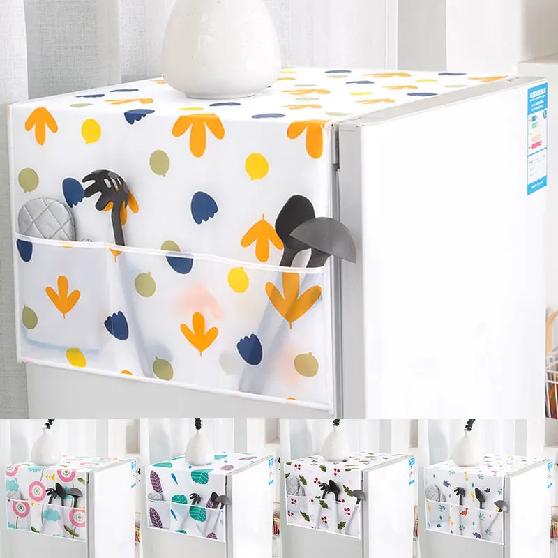 

Printed Cotton Washing Machine Cover Multipurpose Household Refrigerator Pocket Dust Proof Cover Home Textile Dust Cloth