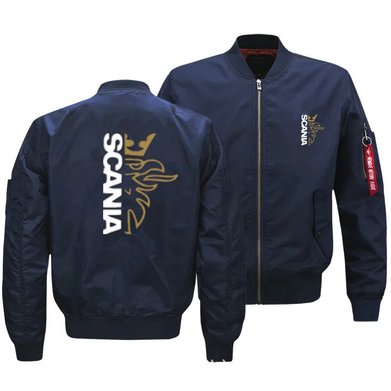 

New Men's Bomber Jacket Army Military Flight Pilot Jackets SCANIA Logo Print Waterproof Coat Thin Autumn Outerwear dropship A