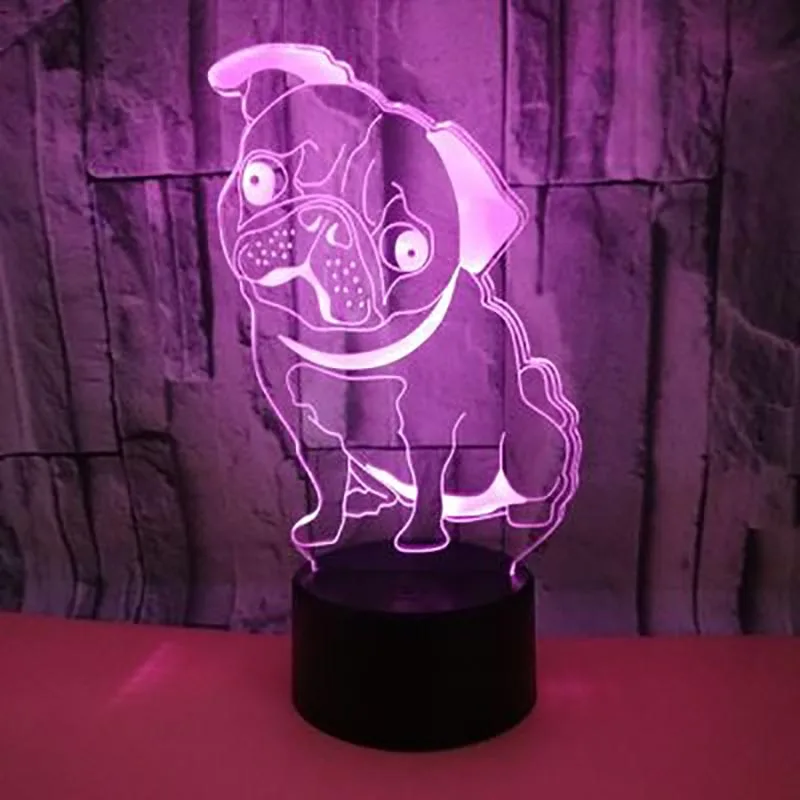 3D моделирование светодиодные ночники 7 цветов милая собака меняющая атмосферу настольная лампа для дома Спальня украшение для сна освещение подарки
