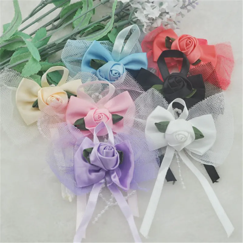 10 шт ленты цветы W/Роза W/роза лист аппликации Свадьба деко Ремесло E55|flower ribbon bow|ribbon
