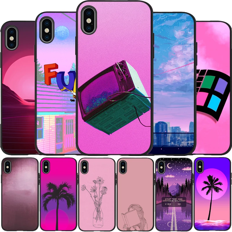 Чехол для iPhone 5 5S SE 6 6plus 7 8 plus X XR XS Max 11 PRO с розовой текстурой мягкий силиконовый