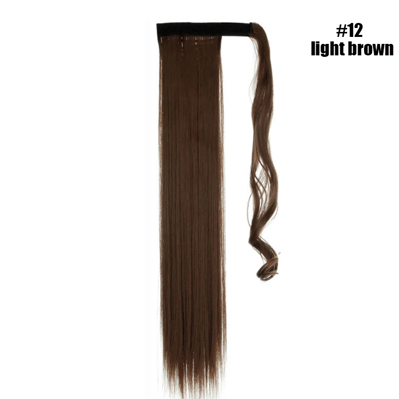 light brown S-noilite 26 дюймов синтетический длинный прямой шнурок конский хвост клип в наращивание волос для женщин обернуть вокруг искусственный конский хвост шиньоны - Цвет: light brown