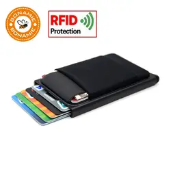 BONAMIE алюминиевый кошелёк с эластичностью сзади мешок ID кредитных держатель для карт RFID Мини-тонкий бумажник автоматические всплывающие