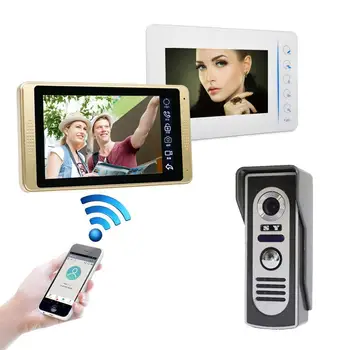 

7inch Wired wifi Video Door Phone System Visual Intercom Doorbell with 2 Monitor+1*1000TVL Outdoor Camera for Home Surveillance