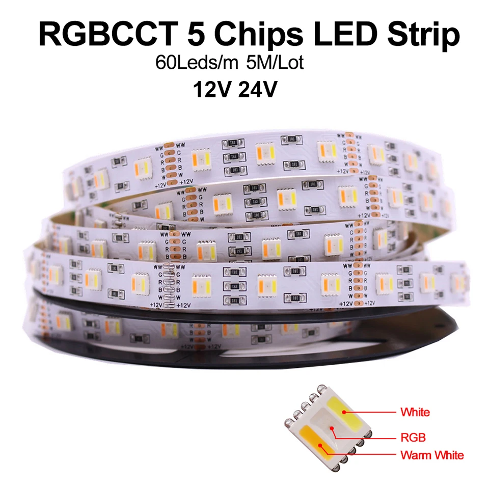 LED Strip light 5050 Black PCB 12V Flexible 60LEDs/m RGB RGBW RGBWW 1m 2m 3m 5m 