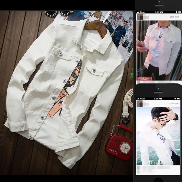 

Deft Reds Gaudi Celebrity Style Denim Jacket Social Lively Fella MEN'S Outerwear Autumn And Winter Slim Fit Couples Cowboy Cloth