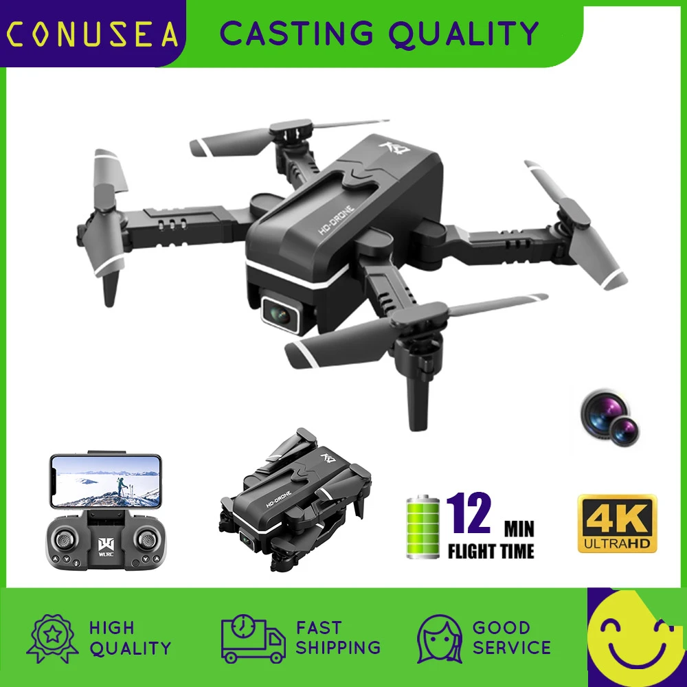 2021 New KK1 Mini Rc Drone 4K with Dual Camera HD Wifi Fpv One-Key Automatic Return Helicopter Quadcopter Dron Toy for Child Kid RC Quadcopter