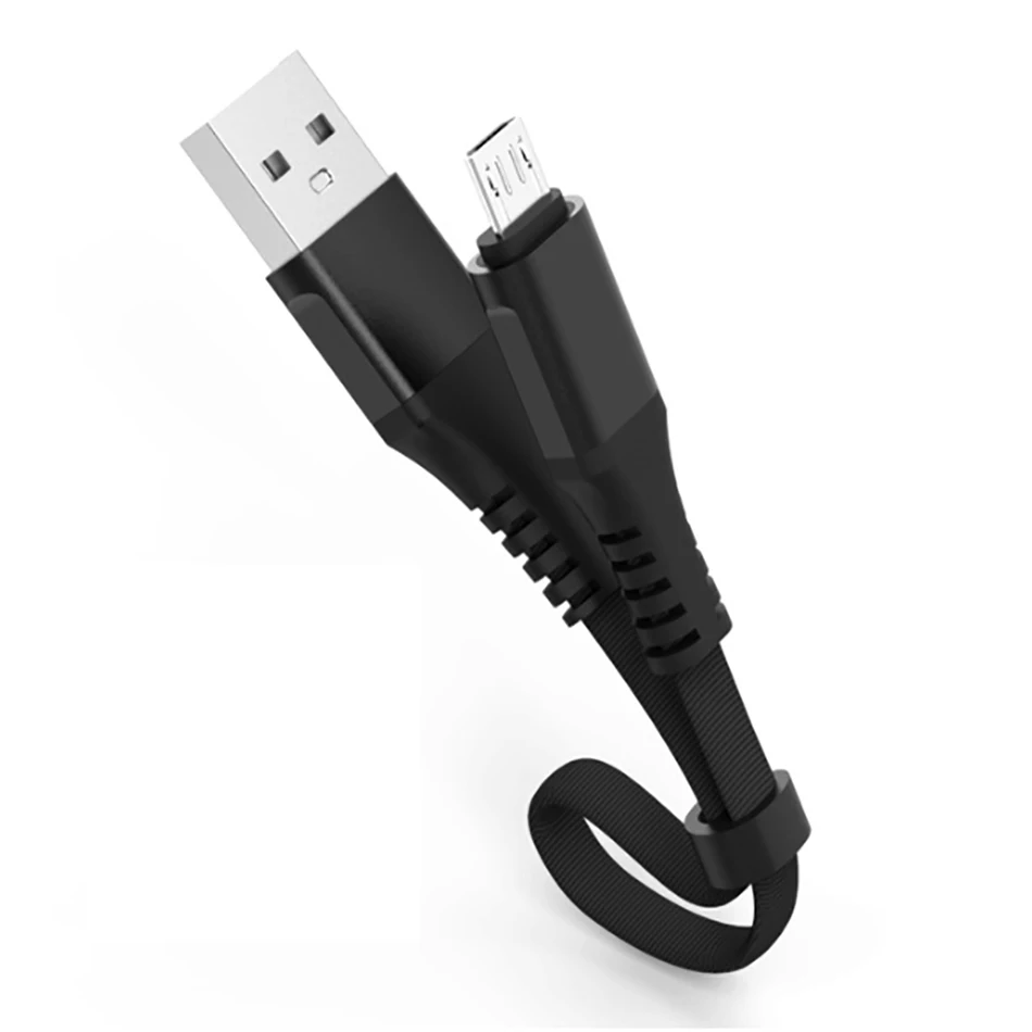 30 см короткий Micro USB кабель type c 8-контактный кабель для быстрой зарядки и синхронизации данных USB Кабель-адаптер для iPhone X 8 samsung Xiaomi huawei - Цвет: Черный
