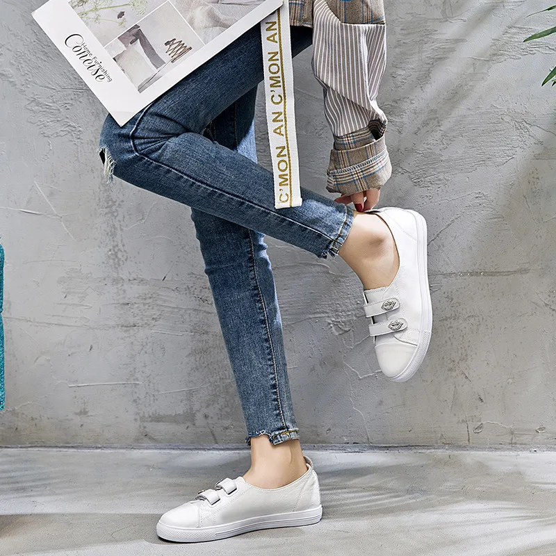 

STUDENT'S Shoes Women's Spring New Style Man-made Diamond Slip-Leather Shoes MacBook Soft-Sole Soft Surface-on Cowhide Casual Sh