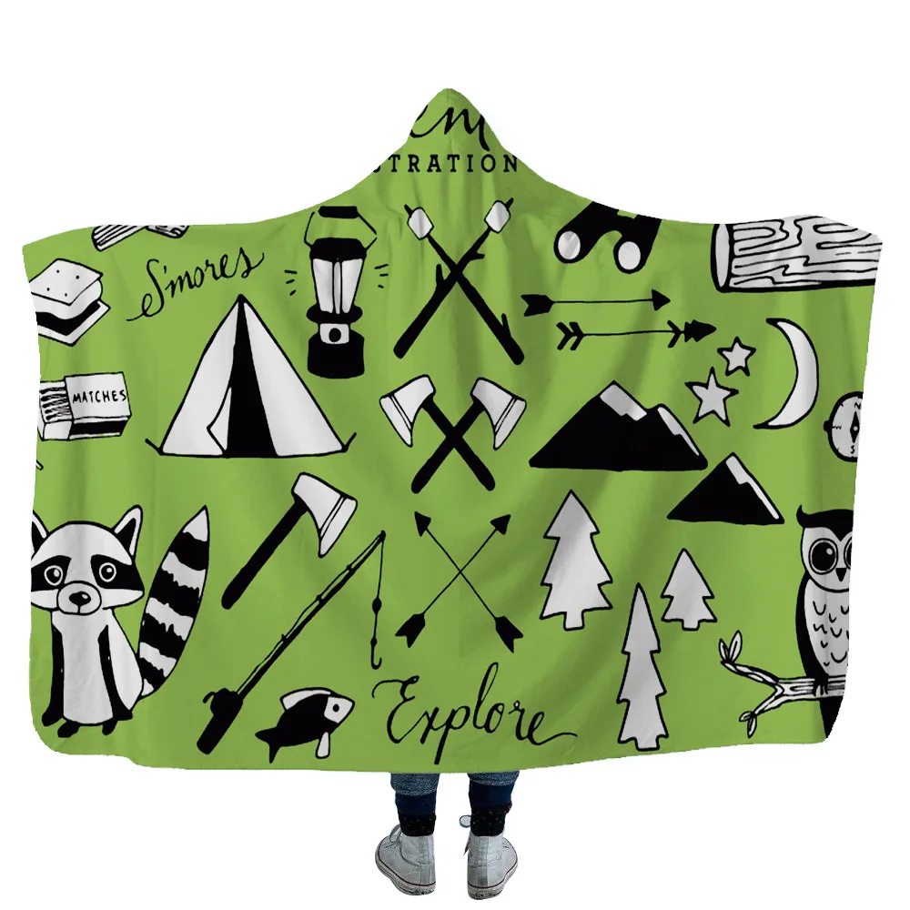 Sugan Life печать геометрическое одеяло с капюшоном плащ кашемировое одеяло Детский утепленный волшебный плащ мантия пледы одеяло - Цвет: c