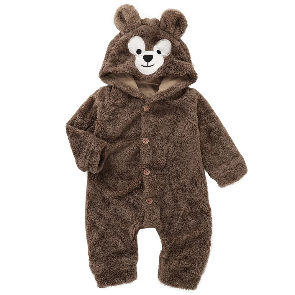 

Super Warm Baby Romper For Boy Girl Cosplay Bear Autumn Winter Romper Hooded Fleece Baby Clothes Jumpsuit 2019 New Arrival D30
