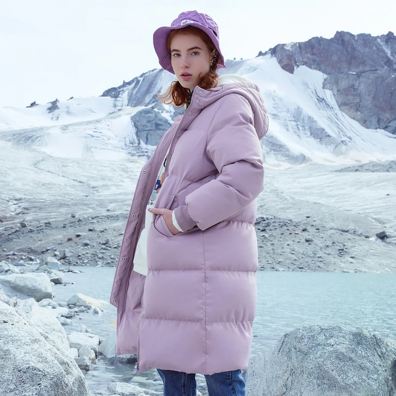 Beste Metersbonwe Nieuwe Lange Warm Donsjack Vrouwen Winter Warm 80% Witte Eendendons Hooded Vrouwelijke Outdoor Jas Winter Uitloper