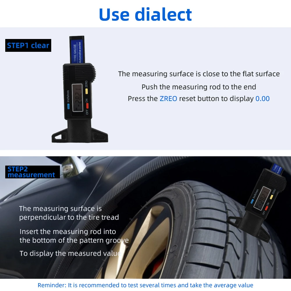 Digital Car Tyre Tire Tread Depth Gauge Meter Auto Tire Wear Detection Measuring Tool Caliper Thickness Gauges Monitoring System images - 6