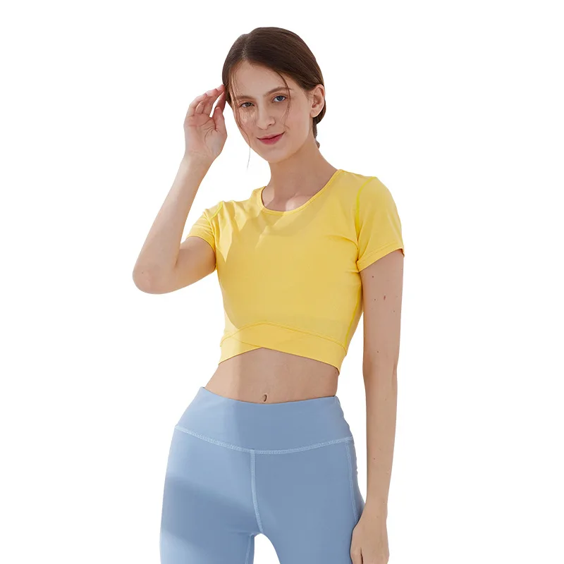 Aidenkid/модный короткий топ для йоги, спортивная одежда для фитнеса, облегающая дышащая женская футболка с короткими рукавами для бега