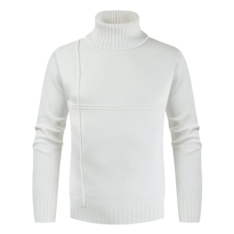 Puimentiua Men's Turtleneck Sweater New Fashion Men's Long Sleeve Solid Color Casual Slim Knit Sweater Pullover Sweater 2019