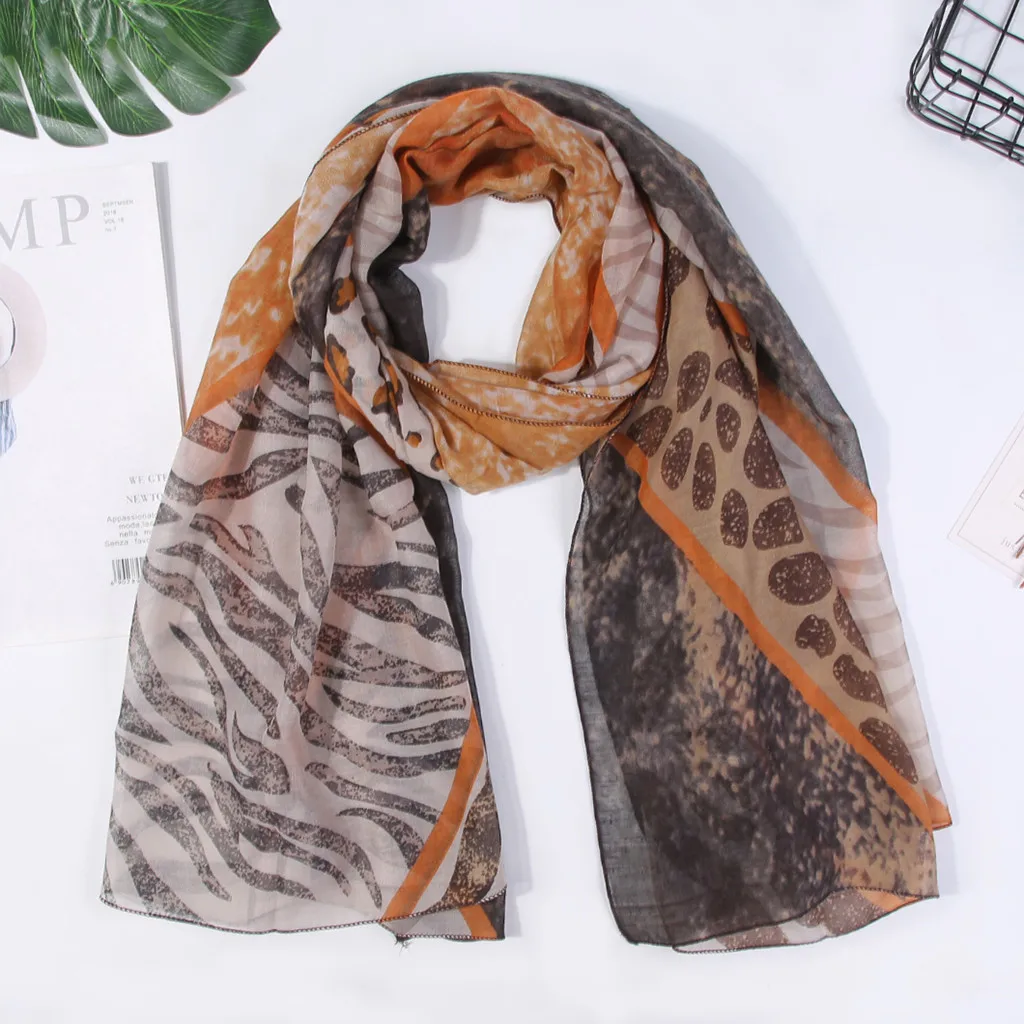 2020 Женская Новая мода леопардовая Лоскутная Вискоза Шаль Шарф осень зима мягкое